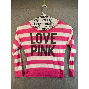 Pink Women's S/P Striped‎ Long Sleeve Tee Crew  Neck